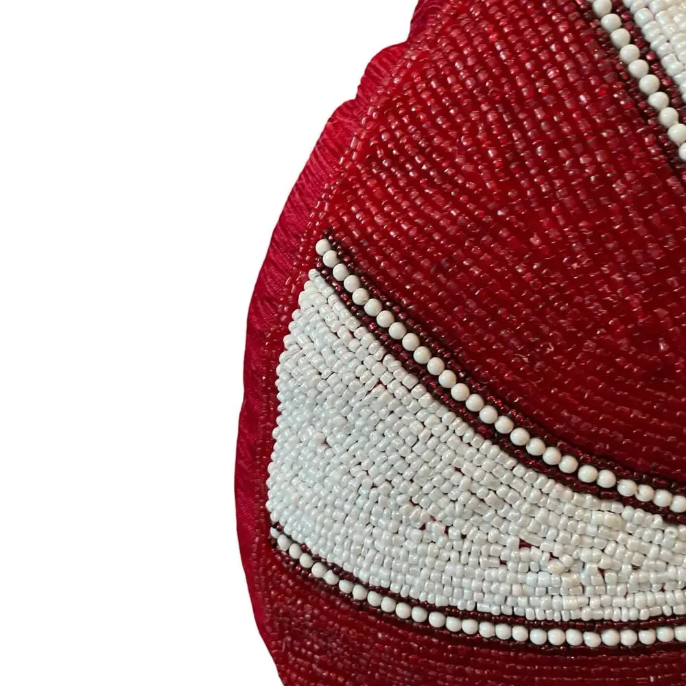 Beaded Christmas Peppermint Candy Pillow 15in Holiday Decor by Peppermint Square